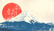 © Bambi and Sunny - 富士山と日の出の浮世絵風、和モダンイラスト