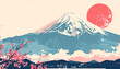 © Bambi and Sunny - 富士山と日の出の浮世絵風、和モダンイラスト