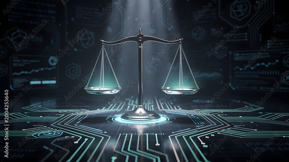 Digital balancing scale justice, fairness in modern technology ...