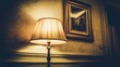 © suyu - lamp light warm cozy indoor wall soft glow interior home decor wooden trim framed artwork ambient lighting evening mood minimalist design with copy space and calm atmosphere