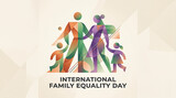 Geometric abstract family figures in gradient colors representing equality and unity
