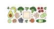 © Frandes Art Project - A variety of fresh vegetables and fruits with grains on a table indoors