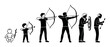 © Fernando - Human Lifecycle Evolution Archery Concept, Man Shooting Bow Through Aging Stages from Baby to Old Age, Growth and Life Cycle Progression Icon Vector Illustration, Personal Development and Success Stra