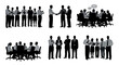 © Stock_Crafters - Business people silhouettes set, professional team meeting, handshake, and conference table scenes