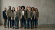 © Lingkon - Diverse group of business professionals standing together, multiethnic corporate team in casual office attire, inclusive community of people