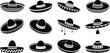 © Vexora Studio - Collection of sombrero hat silhouettes set, mexican traditional headwear icons and fiesta symbols, isolated vector illustration bundle