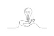 © MdNurul - Minimalist one line drawing of a hand holding a light bulb continuous line.