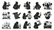 © 21graphic - Alchemy  Chemistry Glyph Icons: Alchemists, Wizards, and Lab Experiment Silhouette Set