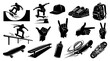 © 21graphic - Skateboarder Icons: Black  White Glyph Art of Extreme Sports