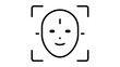© Ruma - Facial Recognition Face ID Minimalist Black Line Vector Icon on White Background. Abstract Human Face Outline with Editable Stroke for Biometric Security, Identity Verification, and Tech Design.