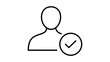 © Ruma - Identity Verification and User Profile Validation Vector Icon Illustration with Editable Stroke. Minimalist Black Line Art Representing Verified Account, Approved Member, or Secure Login Status.