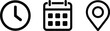 © Rashed - Time date and location icon set clock calendar pin vector illustration
