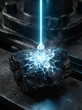 © Rijal - Industrial decarbonization and energy transition concept featuring blue laser transforming black coal into glowing crystal