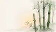 © Studio Daydream - Serene Japanese Bamboo Grove with Warm Golden Light, Large Copy Space Watercolor Background