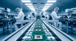 © Mahmuda - High-tech electronics manufacturing plant | Automated microchip assembly line | Precision PCB engineering in a sterile cleanroom | Industrial production of semiconductor hardware