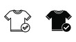 © Jahidul - Black and white t-shirt icon with checkmark on pocket