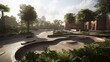 © ABDUL - Serene Skatepark Scene with Dynamic Angles and Evening Sunlight, Ideal for Urban Recreation and Lifestyle.