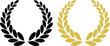 © Muhammad - Laurel wreath vector set, gold and black victory symbols, heraldic award foliage icons