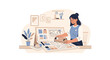 © nadia - Interior designer planning house layout and choosing materials, modern illustration