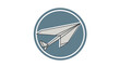 © M LAZIM - A stylized, gray paper airplane in flight, enclosed within a teal circular frame