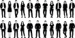 © IconicCreations - Large collection of standing people silhouettes with white facial outlines isolated on white background for community and business teamwork concepts
