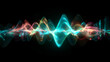 © suldev - Generative AI Music Visualization with Sound Waves Transforming into Luminous Visual Patterns Morphing from Teal Frequency Waves to Colorful Abstract Shapes Across Dark Background