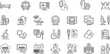©  GraphixaX - Medical healthcare hospital equipment and diagnostic technology line icon set with CT scan analytics prescription monitoring vector collection