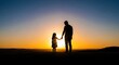 © Faize - Heartwarming fathers day silhouette dad and daughter holding hands at sunset