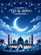 © CAD Creation - Eid al adha mubarak greeting card with mosque and animals at night