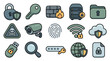 © geira - A collection of security and data protection icons, including locks, keys, firewalls, servers, and surveillance equipment.
