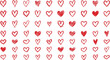 © Liton - A set of red and pink heart shapes on a white background creating a seamless romantic pattern vector illustration for Valentine's Day holiday wallpaper and card decoration design