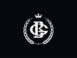 © skshajadulislam - Monogram 'b g ' with a crown and laurel wreath on a black background design is presented against a solid black background monogram authority achievement heraldry alphabet initials insignia