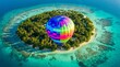 © Weiming - Vibrant Hot Air Balloon Over Tropical Island Resort in Maldives