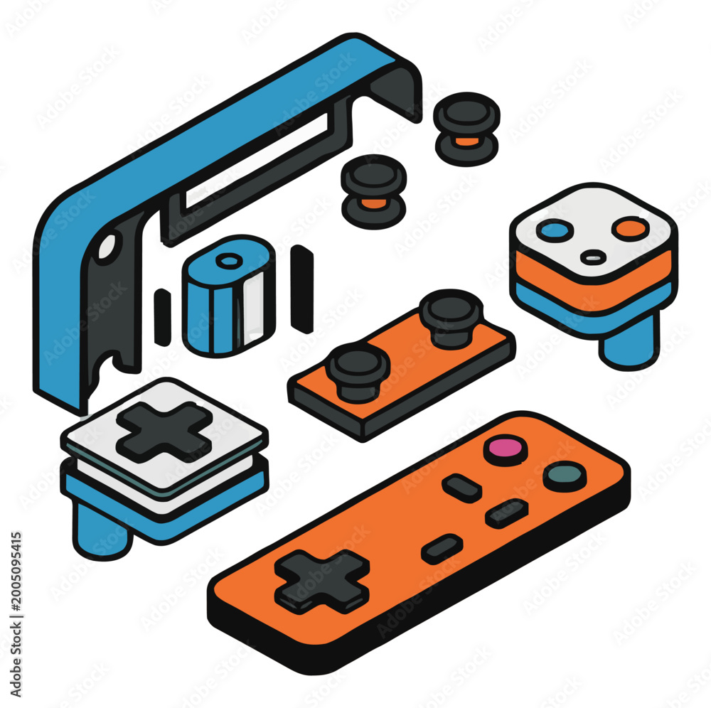 Mobile gaming controller exploded view disassembled .... Generative AI ...