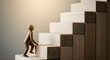 © MAHFUJ MONDOL - Small figurine climbing wooden block steps