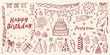 © Dipa - hand drawn birthday illustration with cake balloons and party elements