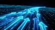 © Masque - Blue glowing arrows on a digital grid symbolizing strategic direction and change management.