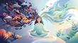 © Vinuthi - Mental health awareness woman in yoga pose on an abstract background