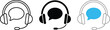 © TanzidAhmedRafin - Headset communication icons black outline silhouette and blue speech bubble variations