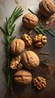 © Jolanta - Walnuts and Fresh Rosemary Still Life Top View