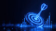 © newlifestock - Glowing blue dart in target abstract goal concept business success accuracy achievement focus strategy hit, SEO assistant data
