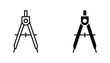 © TajuStock - Technical drafting compass tool symbol for engineering and geometry depicted in minimalist vector line art style