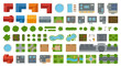 © SHANTI - top view building and landscape elements vector illustration on white background