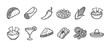 © no one - A collection of black and white hand-drawn line art icons representing popular Mexican food and drink items, perfect for culinary themes and designs.