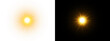 © DigiArt Resource - Transparent background featuring a bright golden sun flare with radial rays. This glowing starburst effect is perfect for creating warm and vibrant digital designs.