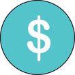 © AR Creations - Dollar sign currency icon, flat money symbol on teal circle, financial banking vector graphic