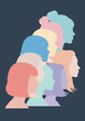 ©  Yassine DS - Silhouette Profiles of Overlapping Colorful Female Faces on Dark Background Representing Diversity and Shared Vision