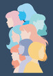 ©  Yassine DS - Vibrant Abstract Illustration of Overlapping Diverse Women Profiles Symbolizing Growth Community and Female Collaboration