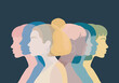 ©  Yassine DS - Back to Back Female Silhouettes in Symmetrical Composition Representing Opposing Viewpoints Reflection and Shared Experience
