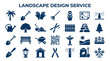 © Iconique Studio - Collection of landscape design service icons and symbols for gardening and outdoor maintenance planning